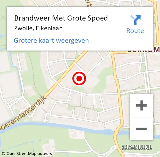 Locatie op kaart van de 112 melding: Brandweer Met Grote Spoed Naar Zwolle, Eikenlaan op 30 mei 2023 19:48