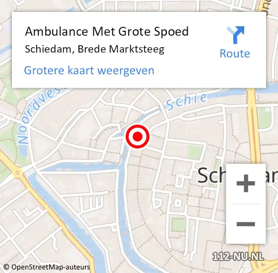 Locatie op kaart van de 112 melding: Ambulance Met Grote Spoed Naar Schiedam, Brede Marktsteeg op 30 mei 2023 19:51