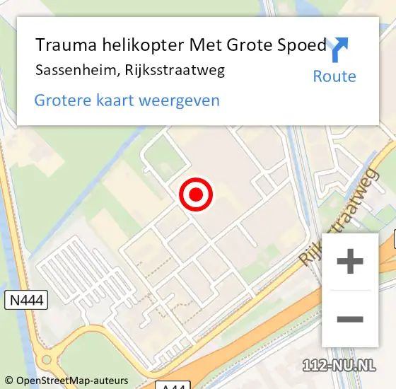 Locatie op kaart van de 112 melding: Trauma helikopter Met Grote Spoed Naar Sassenheim, Rijksstraatweg op 30 mei 2023 20:01