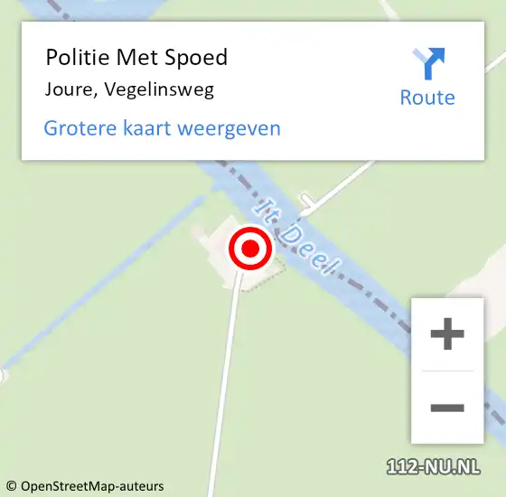 Locatie op kaart van de 112 melding: Politie Met Spoed Naar Joure, Vegelinsweg op 30 mei 2023 20:44