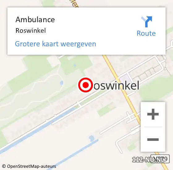 Locatie op kaart van de 112 melding: Ambulance Roswinkel op 27 augustus 2014 10:44