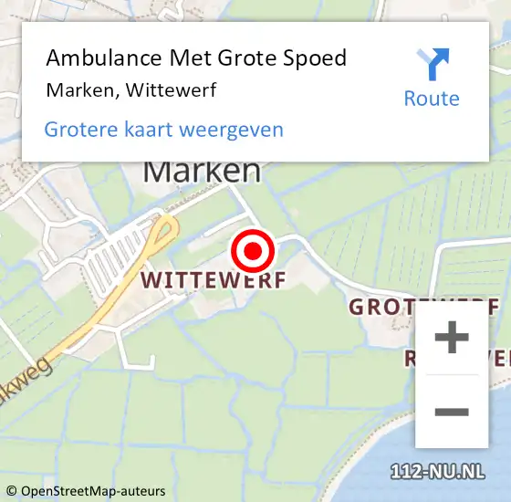 Locatie op kaart van de 112 melding: Ambulance Met Grote Spoed Naar Marken, Wittewerf op 30 mei 2023 21:15