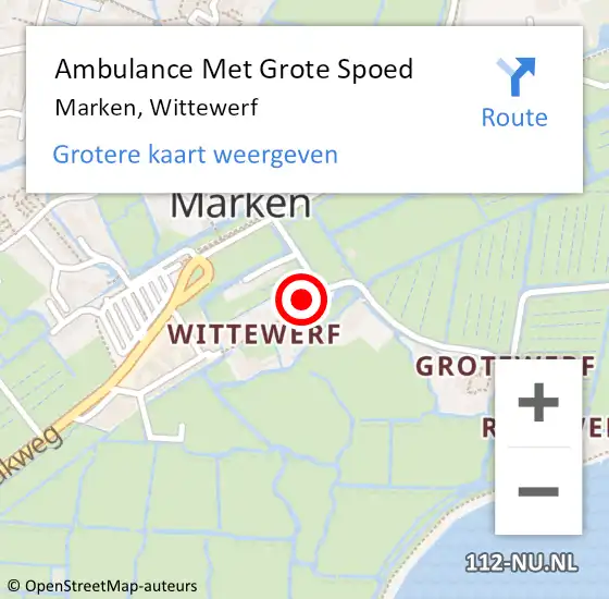 Locatie op kaart van de 112 melding: Ambulance Met Grote Spoed Naar Marken, Wittewerf op 30 mei 2023 21:23