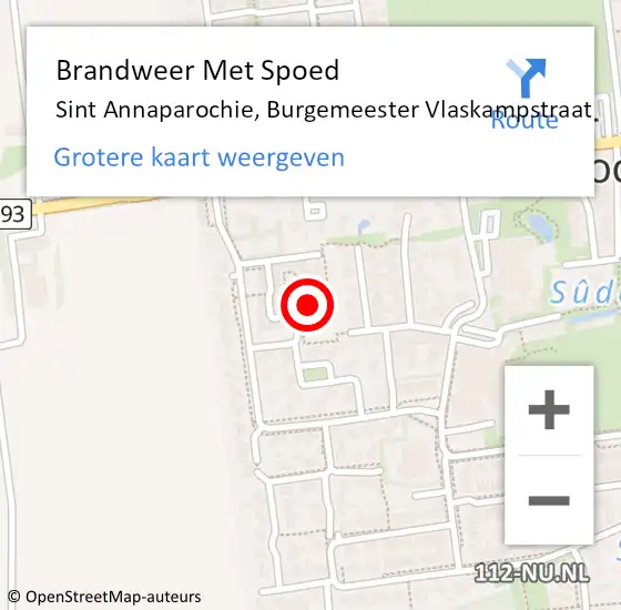 Locatie op kaart van de 112 melding: Brandweer Met Spoed Naar Sint Annaparochie, Burgemeester Vlaskampstraat op 30 mei 2023 21:48