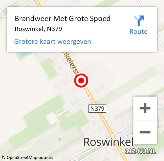 Locatie op kaart van de 112 melding: Brandweer Met Grote Spoed Naar Roswinkel, N379 op 27 augustus 2014 10:48