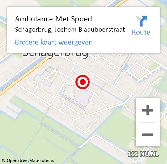 Locatie op kaart van de 112 melding: Ambulance Met Spoed Naar Schagerbrug, Jochem Blaauboerstraat op 30 mei 2023 22:05