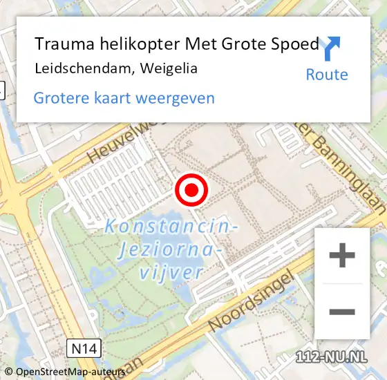 Locatie op kaart van de 112 melding: Trauma helikopter Met Grote Spoed Naar Leidschendam, Weigelia op 30 mei 2023 22:43