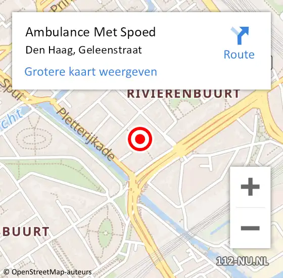 Locatie op kaart van de 112 melding: Ambulance Met Spoed Naar Den Haag, Geleenstraat op 30 mei 2023 22:57