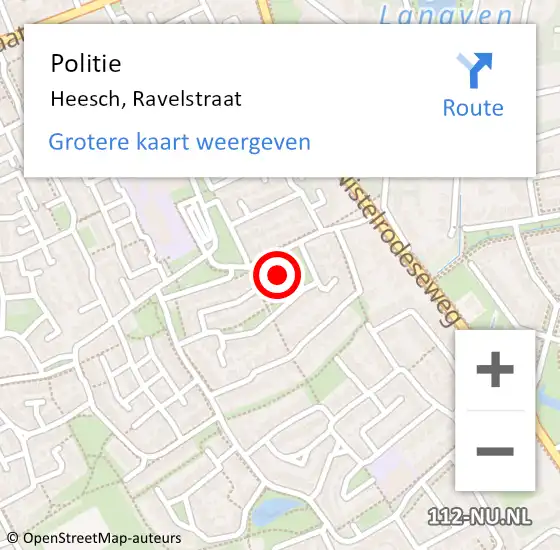 Locatie op kaart van de 112 melding: Politie Heesch, Ravelstraat op 30 mei 2023 23:06