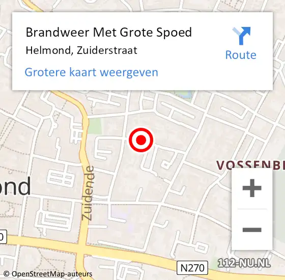 Locatie op kaart van de 112 melding: Brandweer Met Grote Spoed Naar Helmond, Zuiderstraat op 30 mei 2023 23:29