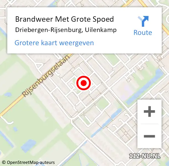 Locatie op kaart van de 112 melding: Brandweer Met Grote Spoed Naar Driebergen-Rijsenburg, Uilenkamp op 31 mei 2023 00:17