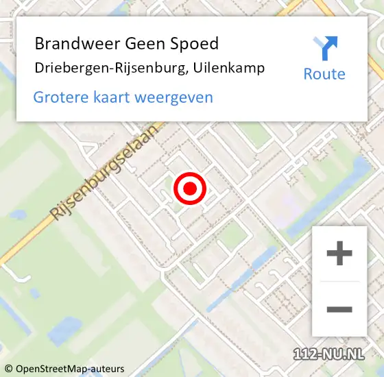 Locatie op kaart van de 112 melding: Brandweer Geen Spoed Naar Driebergen-Rijsenburg, Uilenkamp op 31 mei 2023 00:20