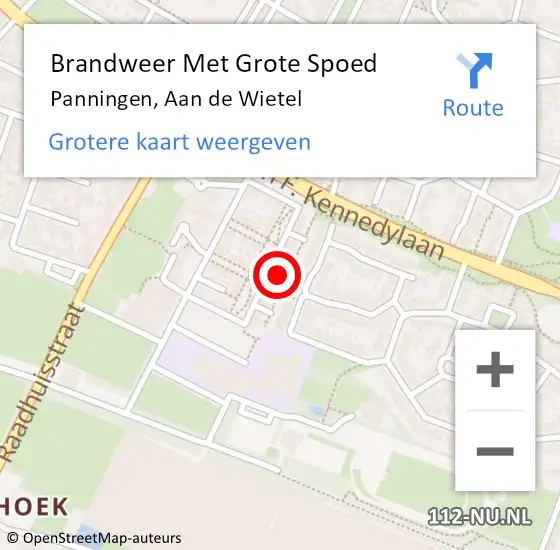 Locatie op kaart van de 112 melding: Brandweer Met Grote Spoed Naar Panningen, Aan de Wietel op 31 mei 2023 03:49