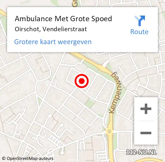 Locatie op kaart van de 112 melding: Ambulance Met Grote Spoed Naar Oirschot, Vendelierstraat op 27 augustus 2014 11:02