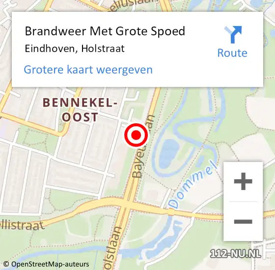 Locatie op kaart van de 112 melding: Brandweer Met Grote Spoed Naar Eindhoven, Holstraat op 31 mei 2023 05:29