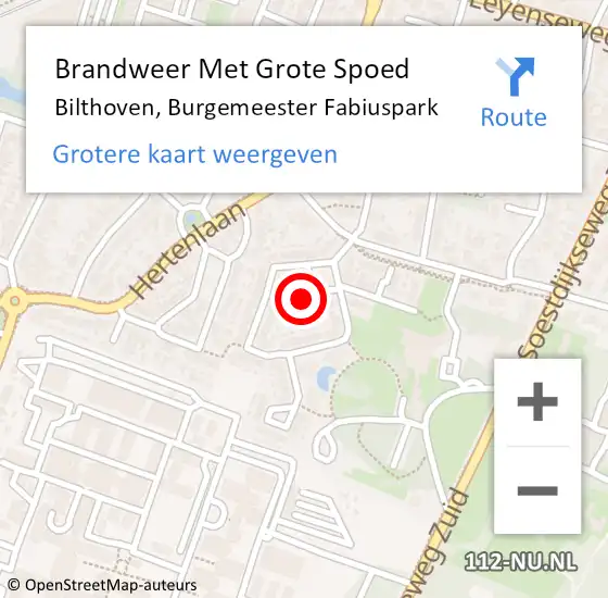 Locatie op kaart van de 112 melding: Brandweer Met Grote Spoed Naar Bilthoven, Burgemeester Fabiuspark op 31 mei 2023 06:06