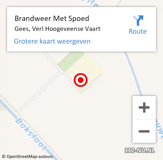 Locatie op kaart van de 112 melding: Brandweer Met Spoed Naar Gees, Verl Hoogeveense Vaart op 31 mei 2023 06:44