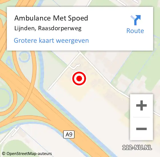 Locatie op kaart van de 112 melding: Ambulance Met Spoed Naar Lijnden, Raasdorperweg op 31 mei 2023 07:50