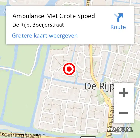 Locatie op kaart van de 112 melding: Ambulance Met Grote Spoed Naar De Rijp, Boeijerstraat op 31 mei 2023 08:01