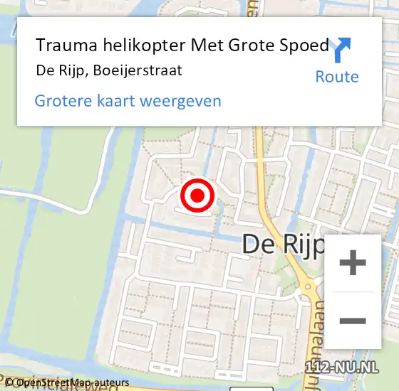 Locatie op kaart van de 112 melding: Trauma helikopter Met Grote Spoed Naar De Rijp, Boeijerstraat op 31 mei 2023 08:04