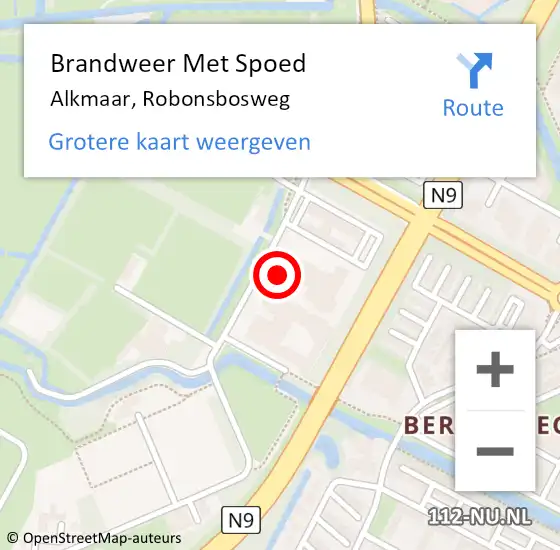 Locatie op kaart van de 112 melding: Brandweer Met Spoed Naar Alkmaar, Robonsbosweg op 31 mei 2023 08:19