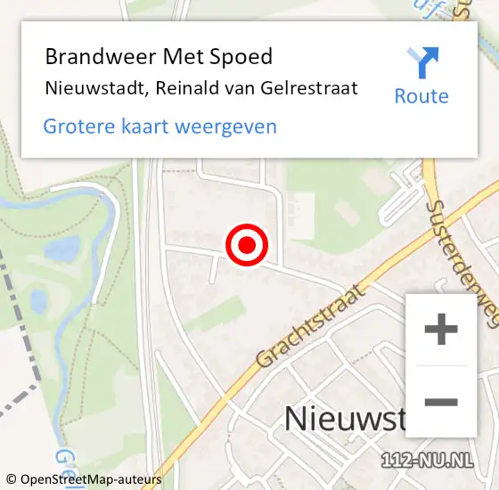 Locatie op kaart van de 112 melding: Brandweer Met Spoed Naar Nieuwstadt, Reinald van Gelrestraat op 31 mei 2023 08:25