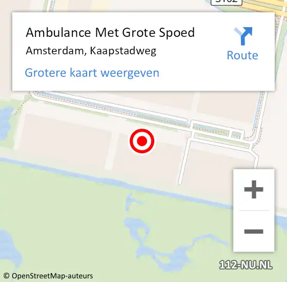 Locatie op kaart van de 112 melding: Ambulance Met Grote Spoed Naar Amsterdam, Kaapstadweg op 31 mei 2023 09:08