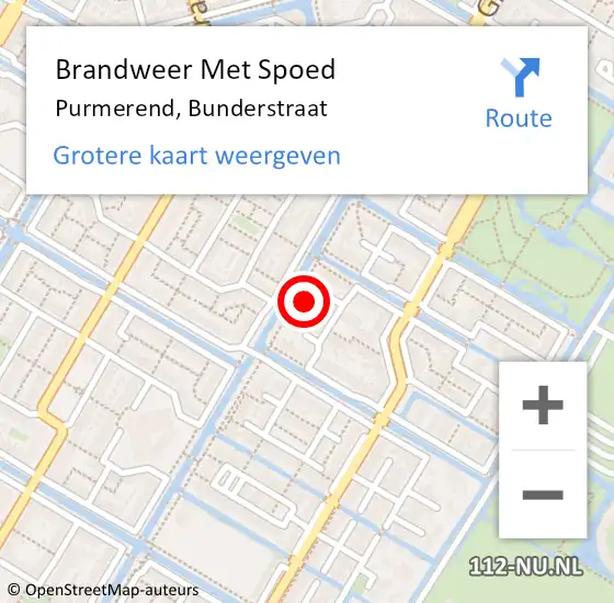 Locatie op kaart van de 112 melding: Brandweer Met Spoed Naar Purmerend, Bunderstraat op 31 mei 2023 09:09