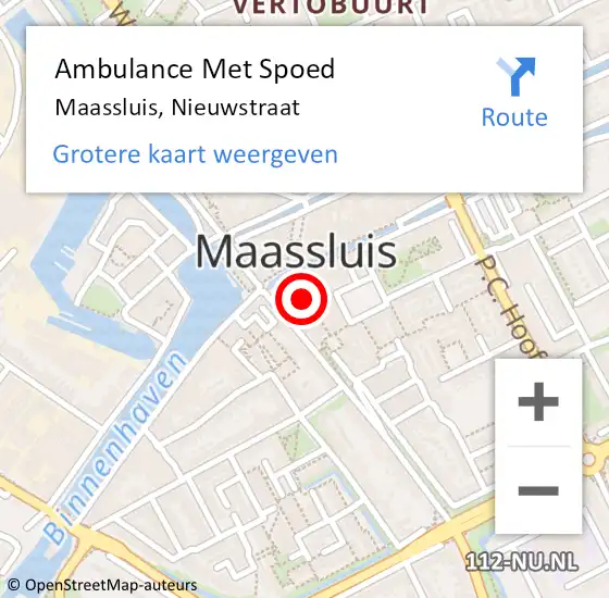 Locatie op kaart van de 112 melding: Ambulance Met Spoed Naar Maassluis, Nieuwstraat op 31 mei 2023 09:35