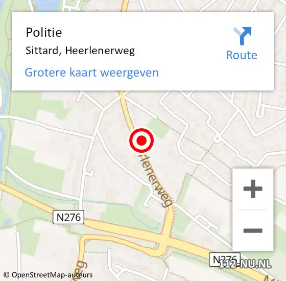 Locatie op kaart van de 112 melding: Politie Sittard, Heerlenerweg op 31 mei 2023 09:50