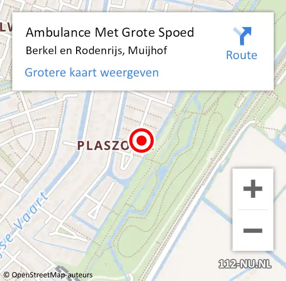 Locatie op kaart van de 112 melding: Ambulance Met Grote Spoed Naar Berkel en Rodenrijs, Muijhof op 31 mei 2023 10:20