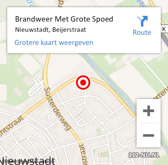 Locatie op kaart van de 112 melding: Brandweer Met Grote Spoed Naar Nieuwstadt, Beijerstraat op 31 mei 2023 10:35