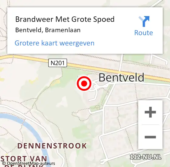 Locatie op kaart van de 112 melding: Brandweer Met Grote Spoed Naar Bentveld, Bramenlaan op 31 mei 2023 10:37
