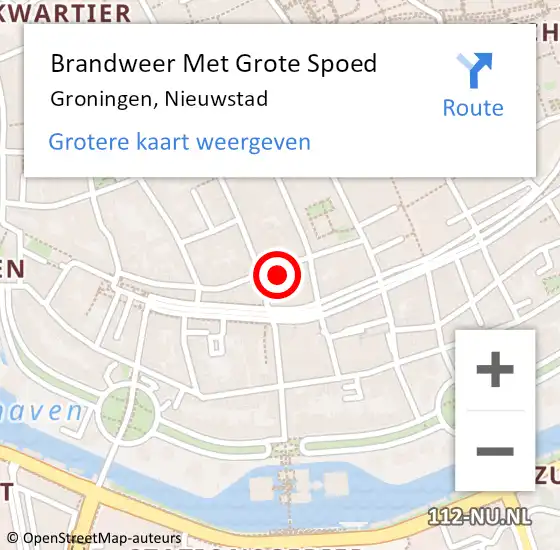 Locatie op kaart van de 112 melding: Brandweer Met Grote Spoed Naar Groningen, Nieuwstad op 31 mei 2023 10:46