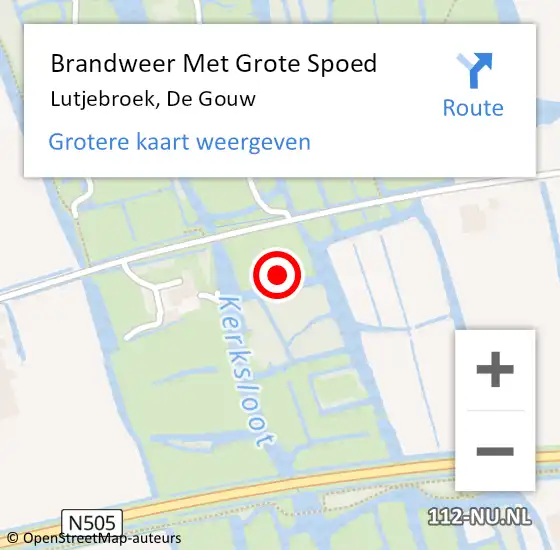 Locatie op kaart van de 112 melding: Brandweer Met Grote Spoed Naar Lutjebroek, De Gouw op 31 mei 2023 10:50