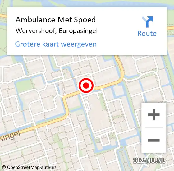 Locatie op kaart van de 112 melding: Ambulance Met Spoed Naar Wervershoof, Europasingel op 31 mei 2023 10:50