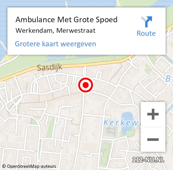 Locatie op kaart van de 112 melding: Ambulance Met Grote Spoed Naar Werkendam, Merwestraat op 31 mei 2023 11:03