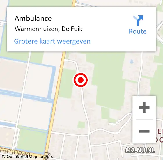 Locatie op kaart van de 112 melding: Ambulance Warmenhuizen, De Fuik op 31 mei 2023 11:08