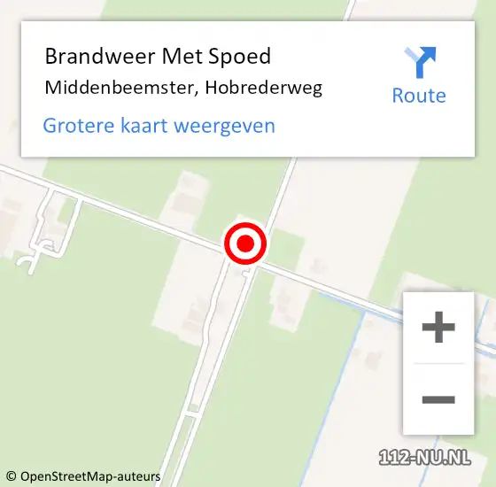 Locatie op kaart van de 112 melding: Brandweer Met Spoed Naar Middenbeemster, Hobrederweg op 31 mei 2023 12:01