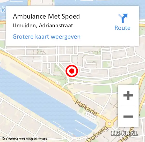 Locatie op kaart van de 112 melding: Ambulance Met Spoed Naar IJmuiden, Adrianastraat op 31 mei 2023 12:05