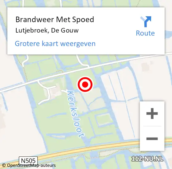 Locatie op kaart van de 112 melding: Brandweer Met Spoed Naar Lutjebroek, De Gouw op 31 mei 2023 12:05