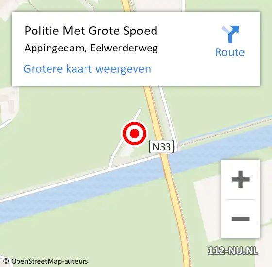 Locatie op kaart van de 112 melding: Politie Met Grote Spoed Naar Appingedam, Eelwerderweg op 31 mei 2023 12:14