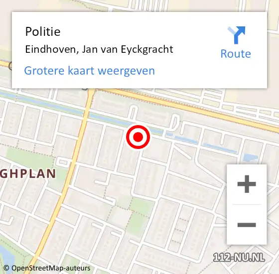 Locatie op kaart van de 112 melding: Politie Eindhoven, Jan van Eyckgracht op 31 mei 2023 12:25