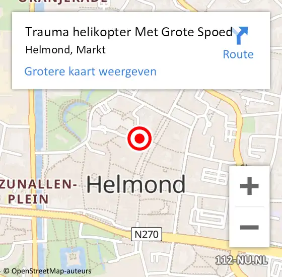 Locatie op kaart van de 112 melding: Trauma helikopter Met Grote Spoed Naar Helmond, Markt op 31 mei 2023 12:30