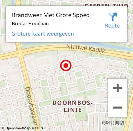 Locatie op kaart van de 112 melding: Brandweer Met Grote Spoed Naar Breda, Hooilaan op 31 mei 2023 12:33