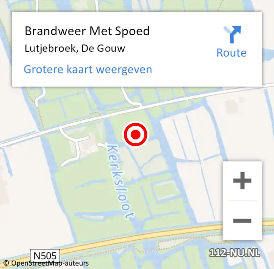 Locatie op kaart van de 112 melding: Brandweer Met Spoed Naar Lutjebroek, De Gouw op 31 mei 2023 12:53