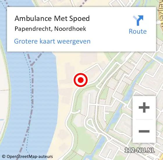 Locatie op kaart van de 112 melding: Ambulance Met Spoed Naar Papendrecht, Noordhoek op 31 mei 2023 12:54