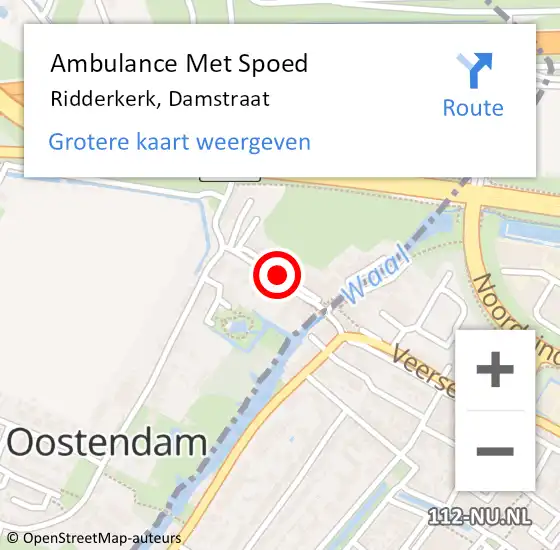 Locatie op kaart van de 112 melding: Ambulance Met Spoed Naar Ridderkerk, Damstraat op 31 mei 2023 13:28