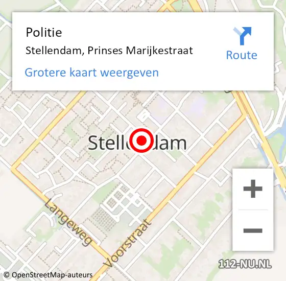 Locatie op kaart van de 112 melding: Politie Stellendam, Prinses Marijkestraat op 31 mei 2023 13:37