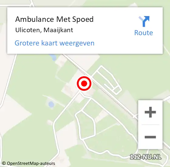 Locatie op kaart van de 112 melding: Ambulance Met Spoed Naar Ulicoten, Maaijkant op 27 augustus 2014 11:52